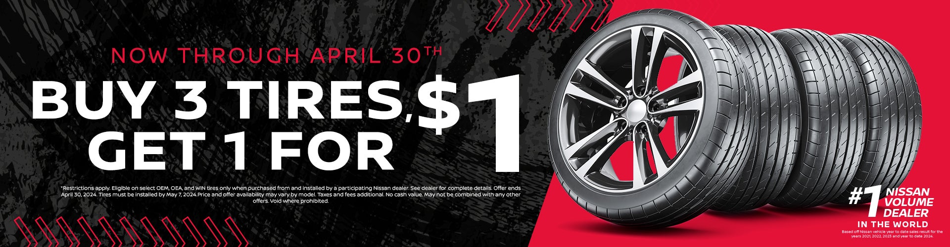Buy 3 Tires, Get 1 for $1 